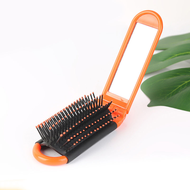 Miniaturbild: Portable Travel Folding Hair Brush With Mirror Compact Pocket Size Comb