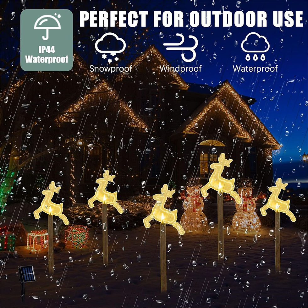 Thumbnail: 5PC Christmas Fawn Solar Stake Lights Waterproof Landscape Christmas Lights Path