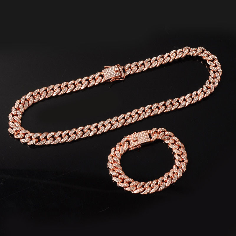 Miniatura: Necklace +Watch+Bracelet Hip Hop Miami Curb Cuban Chain Silver Color Full Iced 