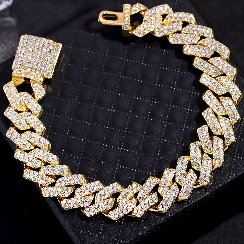 Thumbnail: Trend Crystal 14MM Prong Cuban Link Chain For Women Iced Out AAA 2 Row Miami Cub