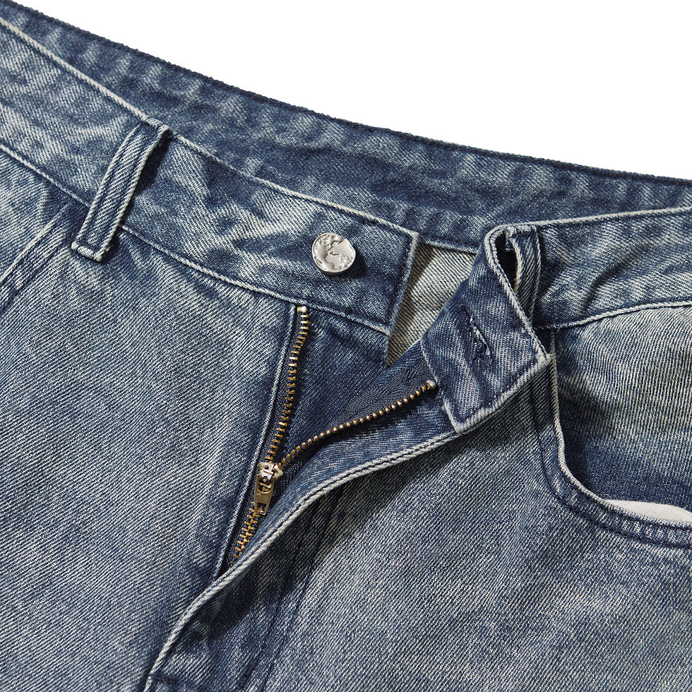 Thumbnail: Streetwear Unisex Distressed Splatter Washed Wide-Legged Denim Jeans