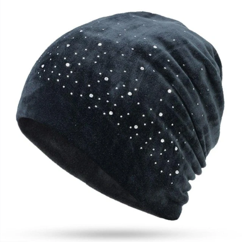 Thumbnail:  Shiny Rhinestone Beanie Autumn Winter Female 