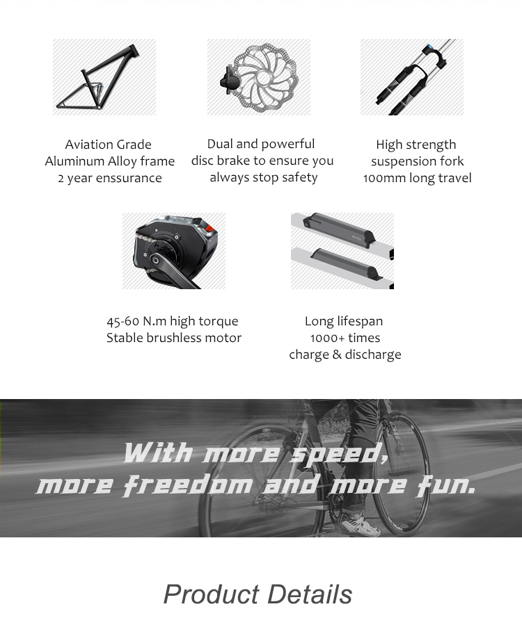 Thumbnail: 27.5" Electric Bike Mountain Bicicleta Eletrica E Bike 1000w MTB With Disc Brake