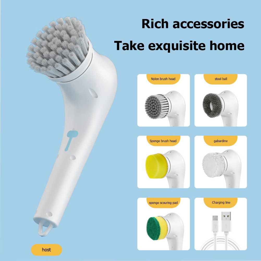 5-in-1Multifunctional Electric Cleaning Brush usb charging Bathroom Wash Brush 