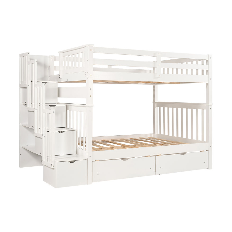 Thumbnail: Full Over Full Bunk Bed with Shelves and 6 Storage Drawers, White