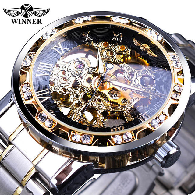 Thumbnail: Winner Men Top Brand Luxury Transparent Male Mechanical Skeleton Wrist Watch