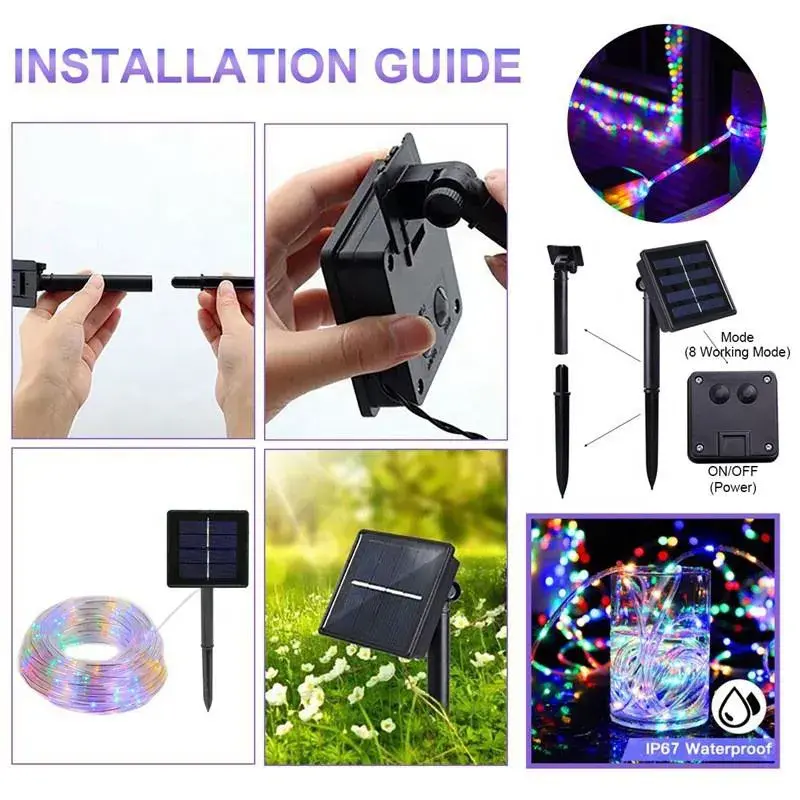 Thumbnail: Solar String Fairy Lights 7m 12m 22m 32m LED Waterproof Outdoor Garland Solar Po