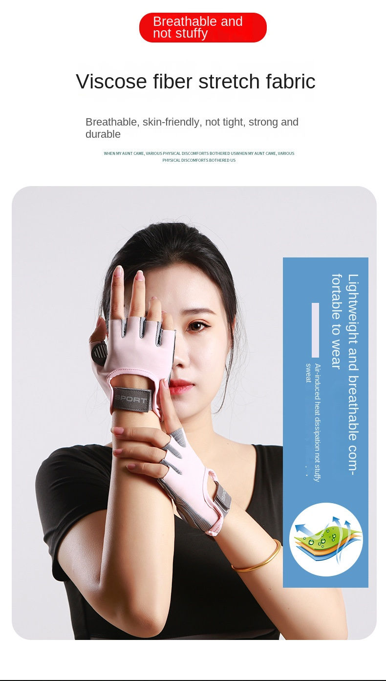 縮圖：1 Pair Women Gym Gloves Weightlifting Fitness Training Non Slip Palm Protector B