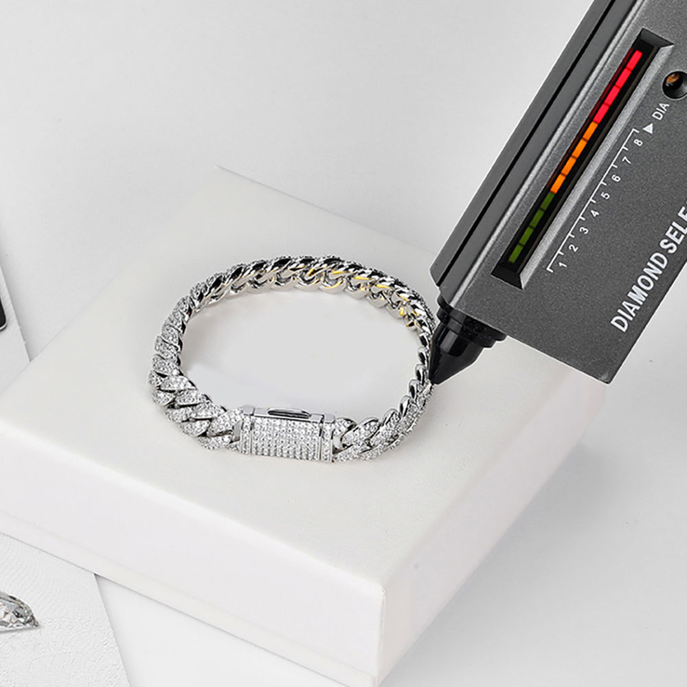 10mm Bling Iced Out 2 Rows VVS Diamond Cuban Bracelet 925 Sterling Silver Moissa