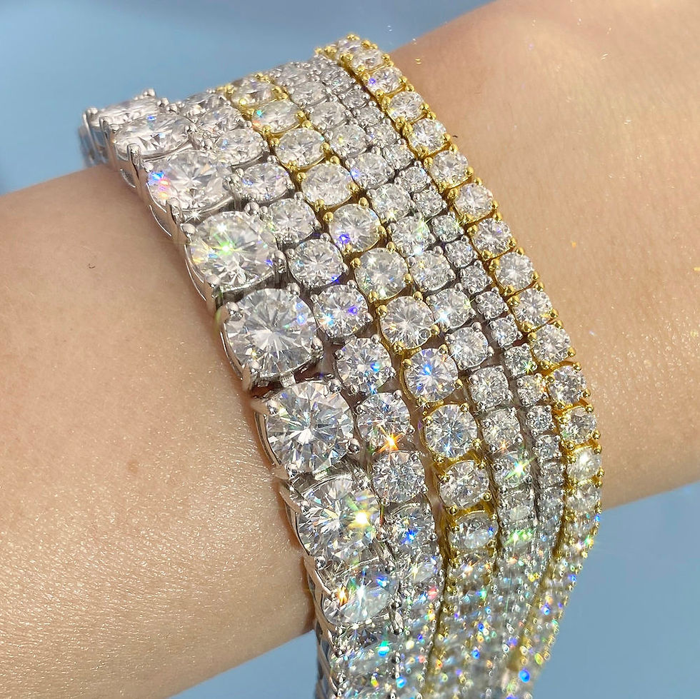 Thumbnail: 3/4/5/6.5MM Full D Color Moissanite Tennis HipHop Bracelet Chain Original S925 S