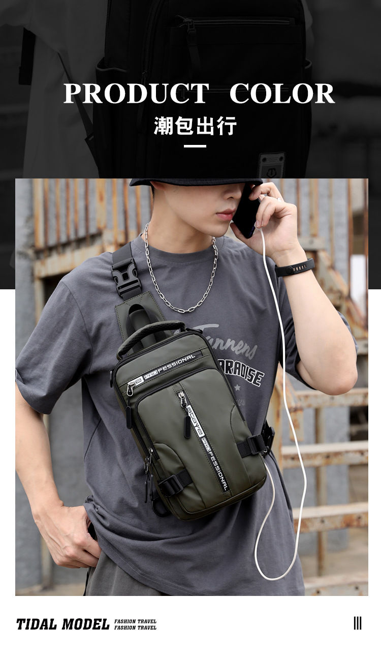 Thumbnail: Fashion Multifunction Men's Shoulder Bag Outdoor Sling Crossbody Bags For Male T
