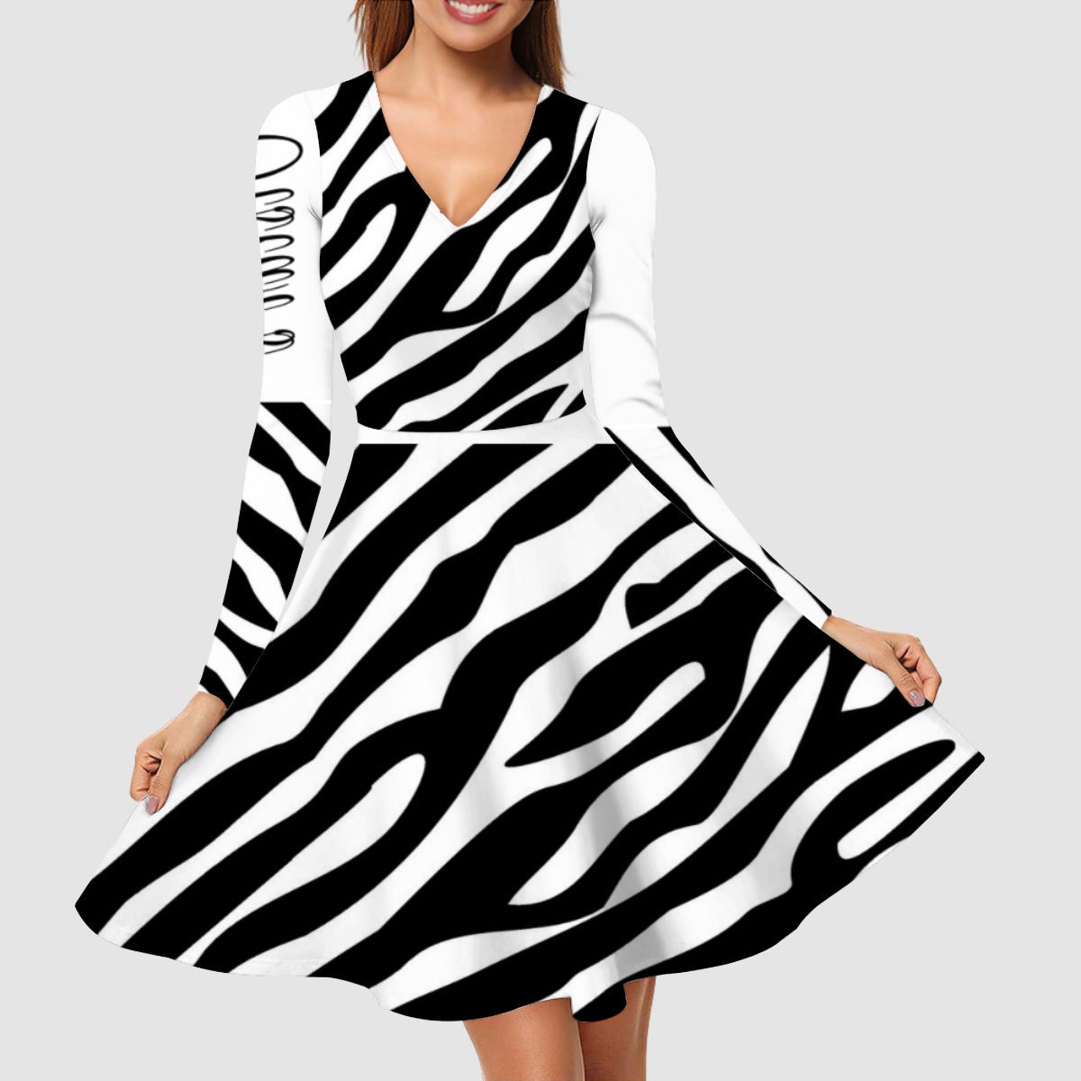 Long Sleeve V-neck Dress