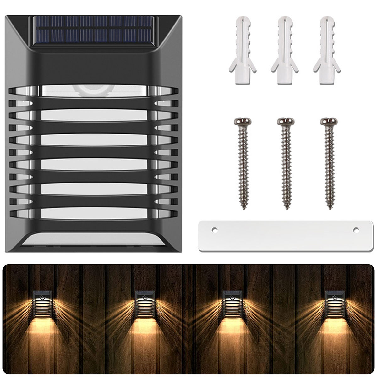 Retro LED Lantern Solar Lights Outdoor Solar Fence Lights Waterproof Deck Lights