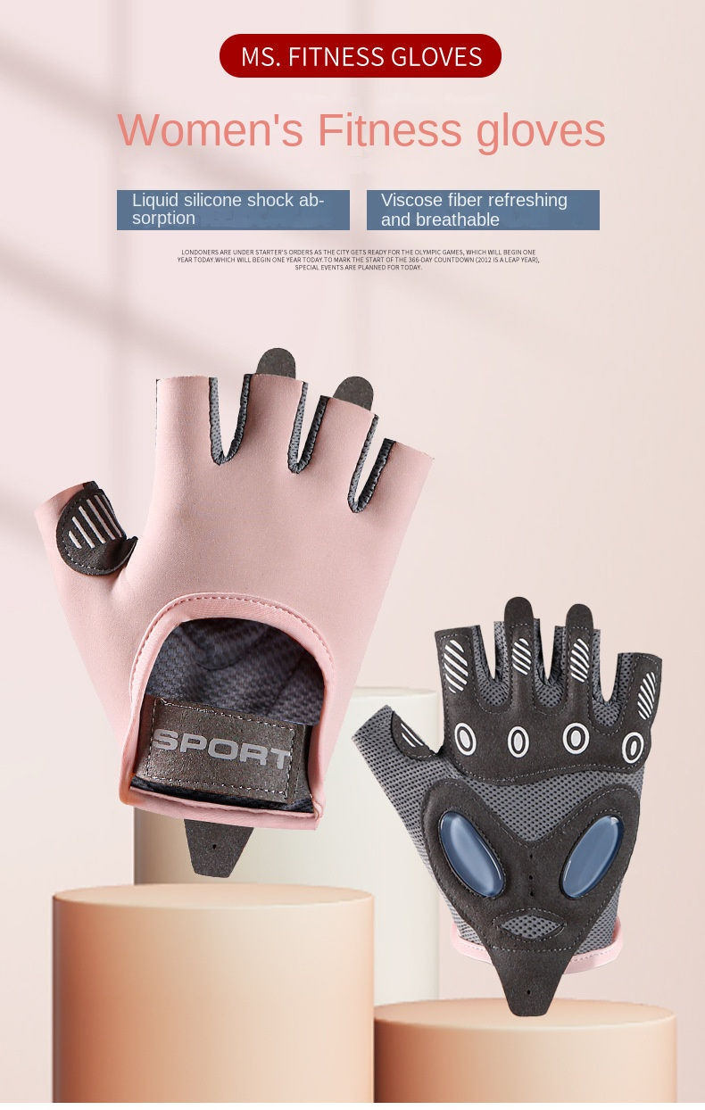 縮圖：1 Pair Women Gym Gloves Weightlifting Fitness Training Non Slip Palm Protector B