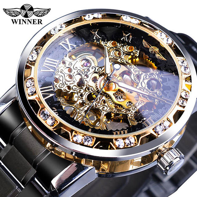 Thumbnail: Winner Men Top Brand Luxury Transparent Male Mechanical Skeleton Wrist Watch