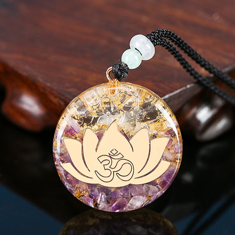 Thumbnail: Orgonite Energy Lotus Pendant Necklace Turquoises Reiki Om Yoga Healing EMF Resi