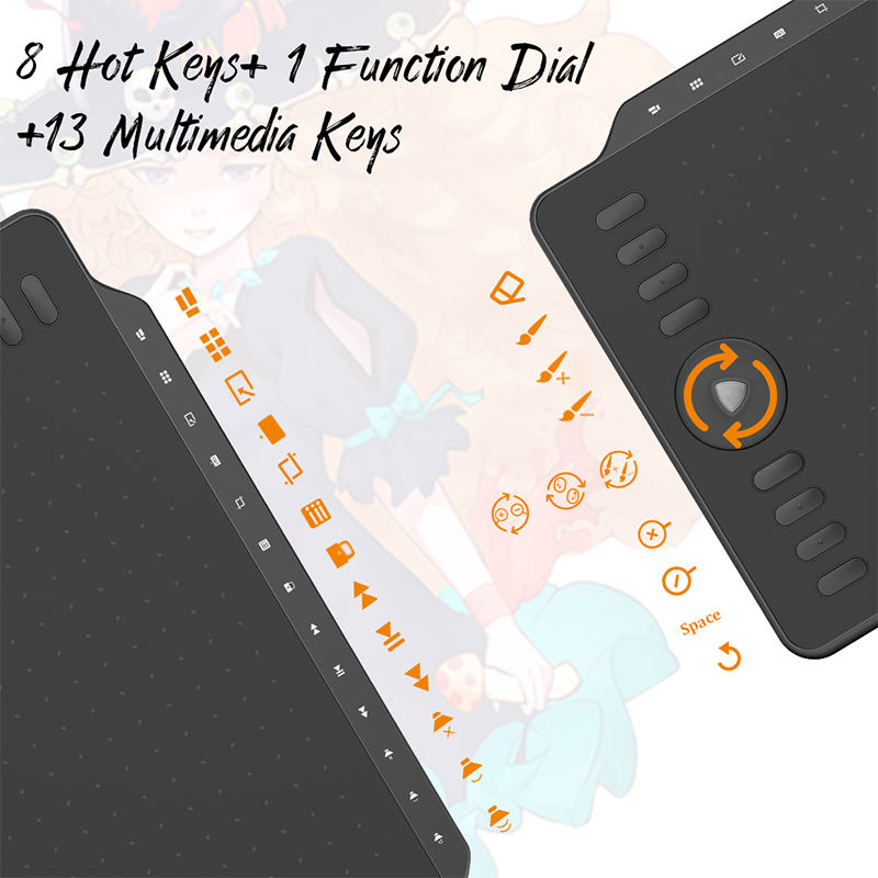 Thumbnail: GAOMON M1220 12 Inch Drawing Graphic Tablet 8192 levels with 8 Express Keys 