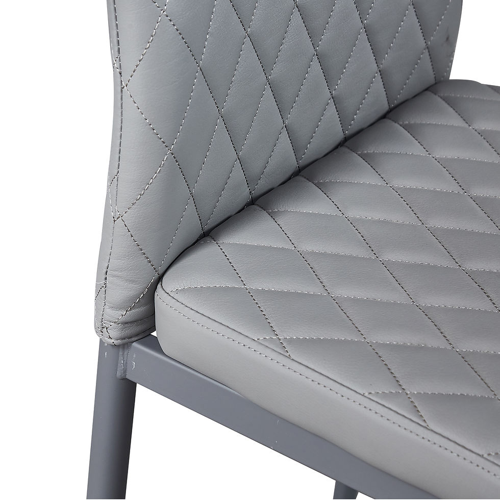 Thumbnail: Light Gray modern minimalist dining chair fireproof leather sprayed metal pipe d