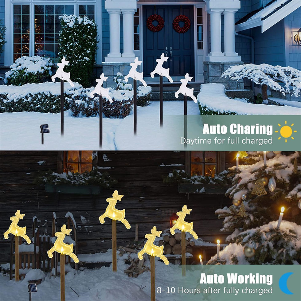 Thumbnail: 5PC Christmas Fawn Solar Stake Lights Waterproof Landscape Christmas Lights Path