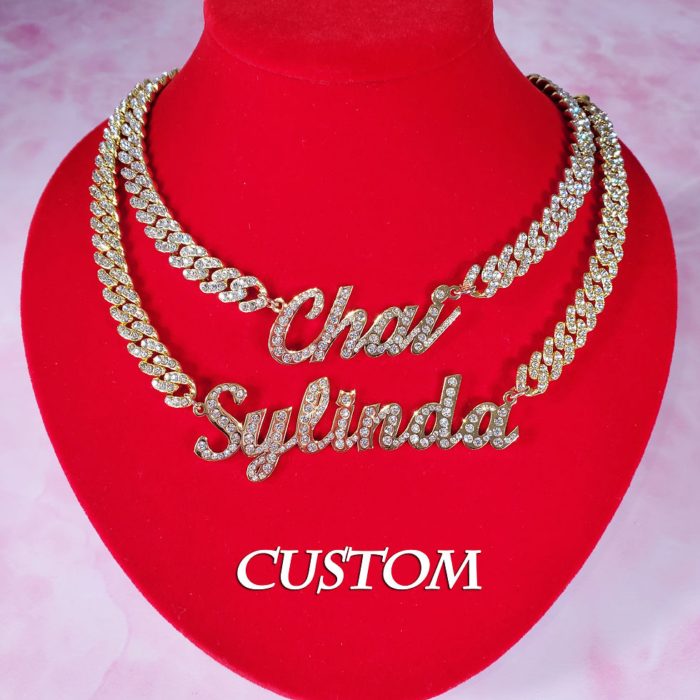 Miniatura: Stainless Steel Nameplate Personalized Name Choker with Mini Cuban Chain Custom 