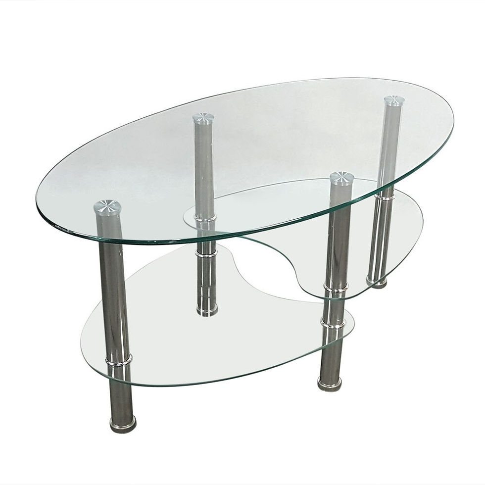Thumbnail: Dual Fishtail Style TemperedGlass Coffee SideTable  Transparent (90 x 50 x 45)cm