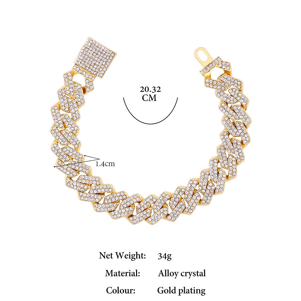 Thumbnail: Trend Crystal 14MM Prong Cuban Link Chain For Women Iced Out AAA 2 Row Miami Cub
