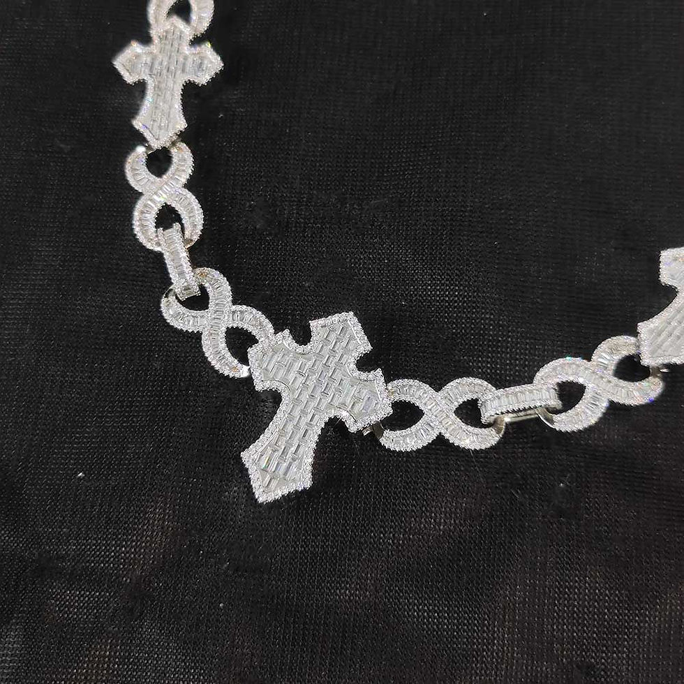 縮圖：Baguette  Diamond CZ Cuban Link Chain