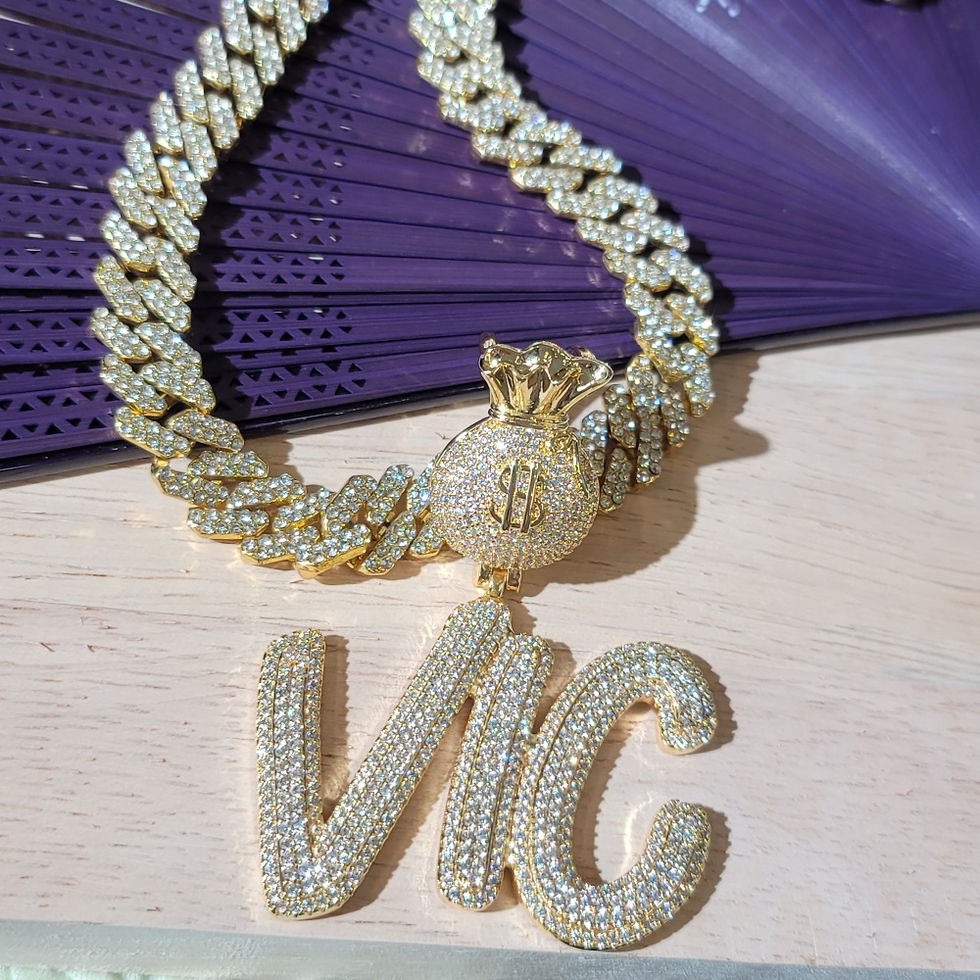Thumbnail: Custom Iced Out Money Bag Bail Letter Pendant Personalized Dollar  Sign Letter N