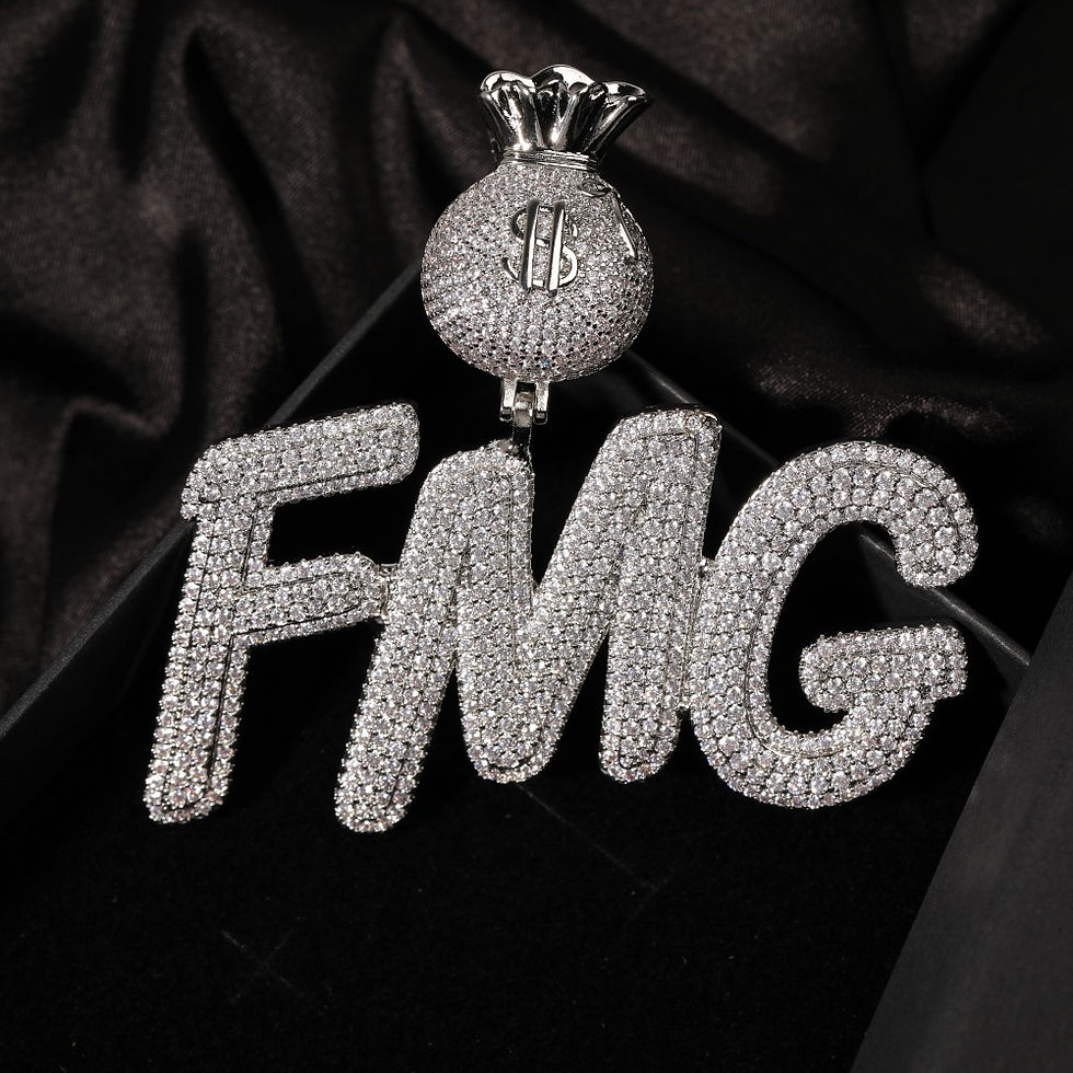 Thumbnail: Custom Iced Out Money Bag Bail Letter Pendant Personalized Dollar  Sign Letter N