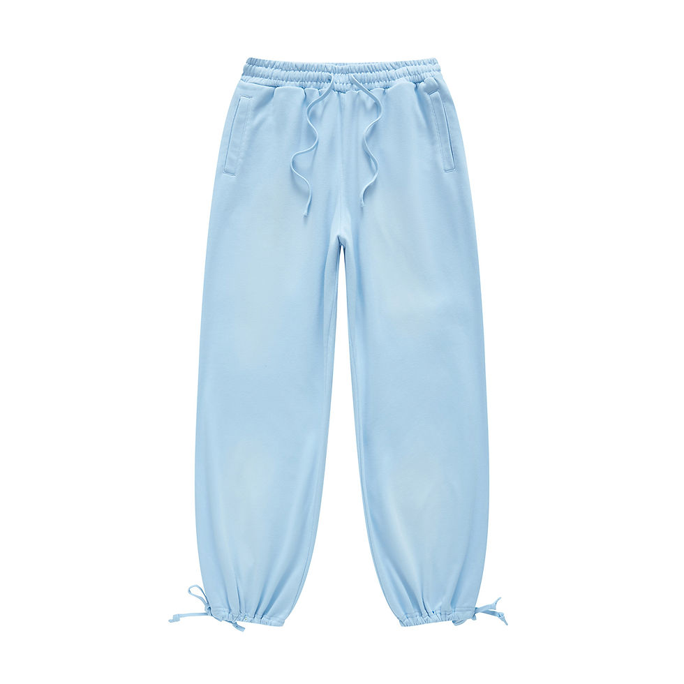 Thumbnail: (Sky Blue&Rose Pink)Streetwear Unisex Heavyweight 445G Ombre Washed Drawstring W