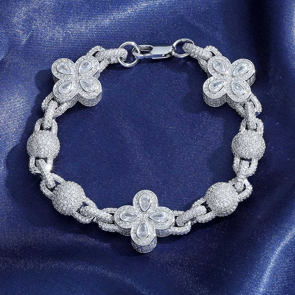 Thumbnail: Round Ball Bead Necklace Men's Iced-out