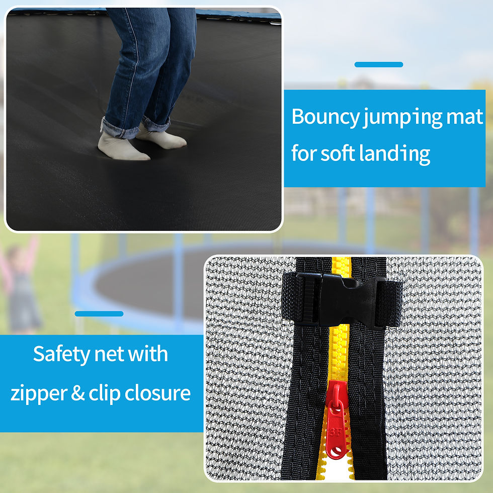 Thumbnail: 15FT Trampoline for Kids with Safety Enclosure Net, Basketball Hoop and Ladder, 