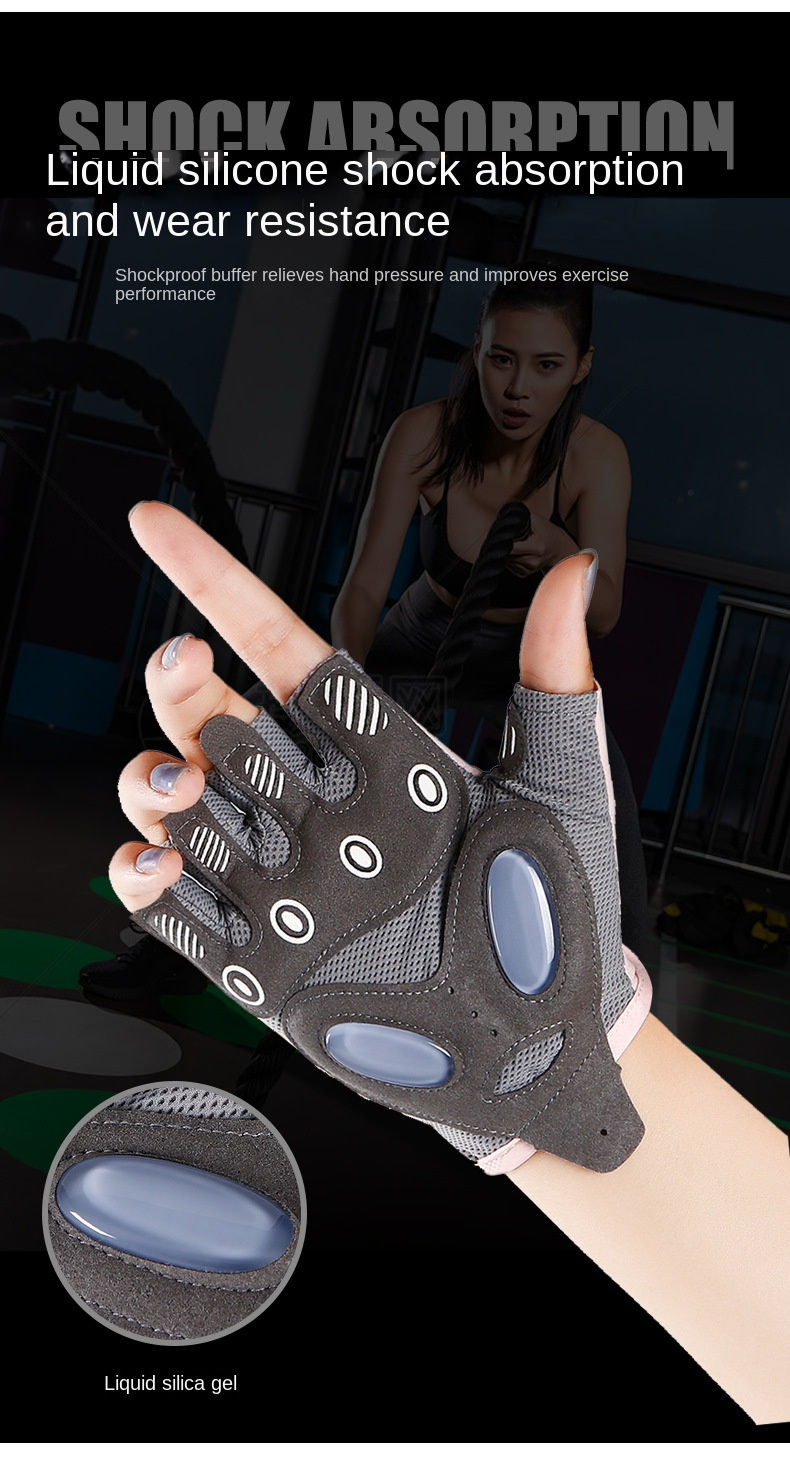 Miniaturebillede: 1 Pair Women Gym Gloves Weightlifting Fitness Training Non Slip Palm Protector B
