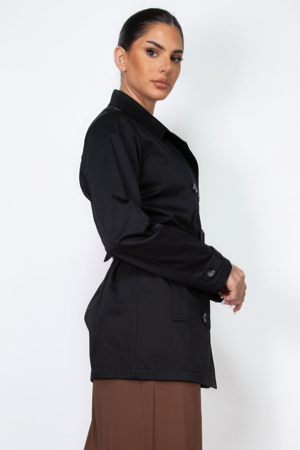 Thumbnail: Double-breasted Notch Belted Coat
