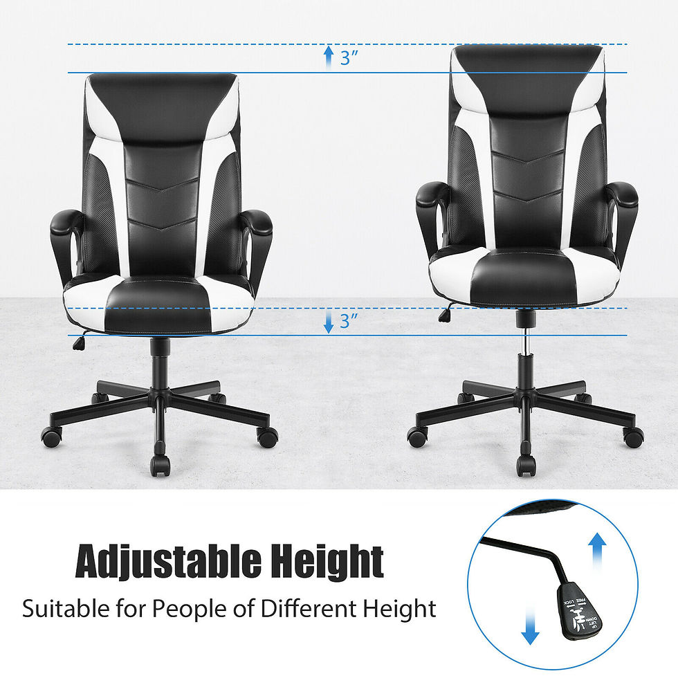 Thumbnail: Office Chair Computer Desk Chair Swivel Gaming PU Leather w/Padded Armrest White