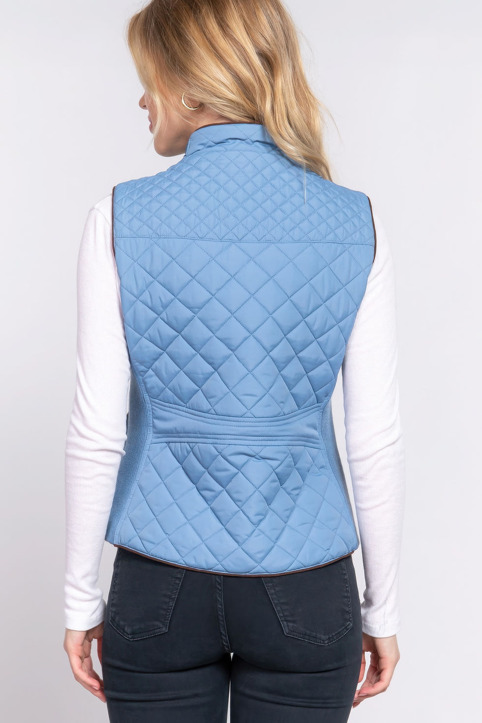 Thumbnail: Suede Piping Quilted Padding Vest