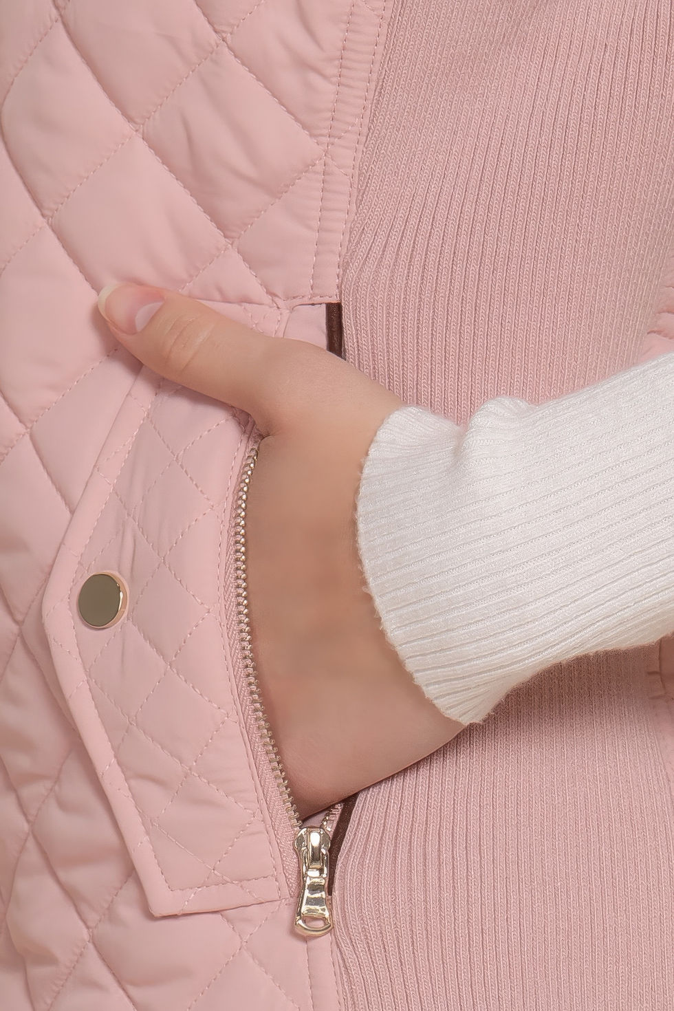 Thumbnail: Suede Piping Quilted Padding Vest