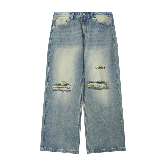 Thumbnail: Oistar's_dirty_Washed Wide leg Denim Jeans
