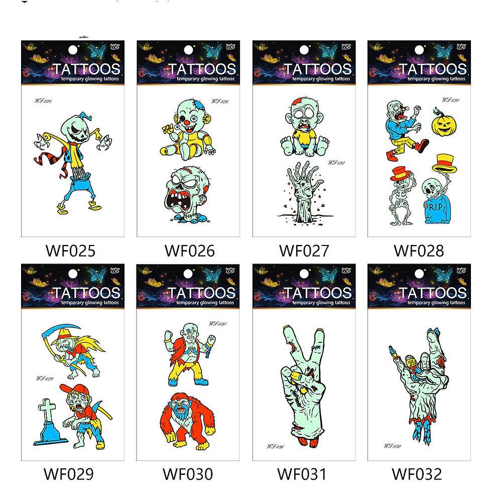 Thumbnail: New Set Cartoon Halloween Funny Fluorescent Luminous Tattoo Stickers