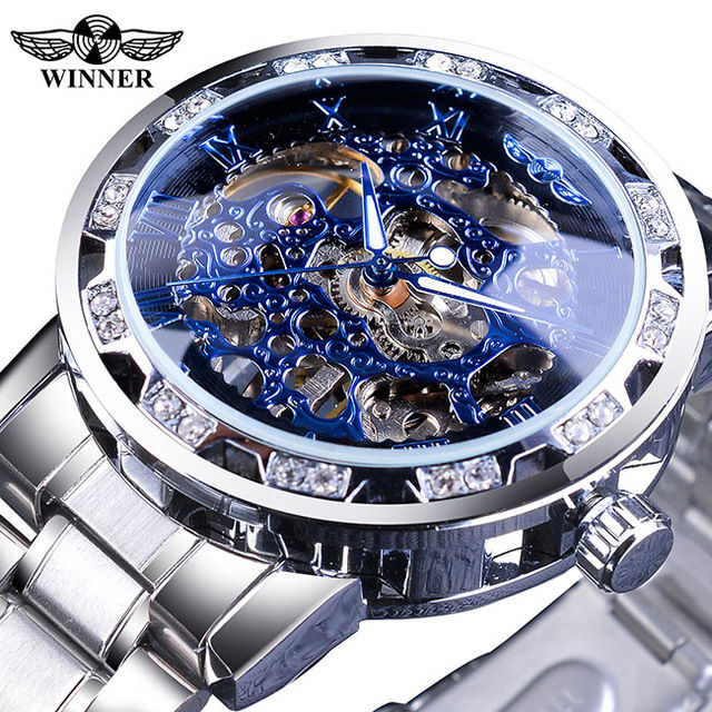Thumbnail: Winner Men Top Brand Luxury Transparent Male Mechanical Skeleton Wrist Watch
