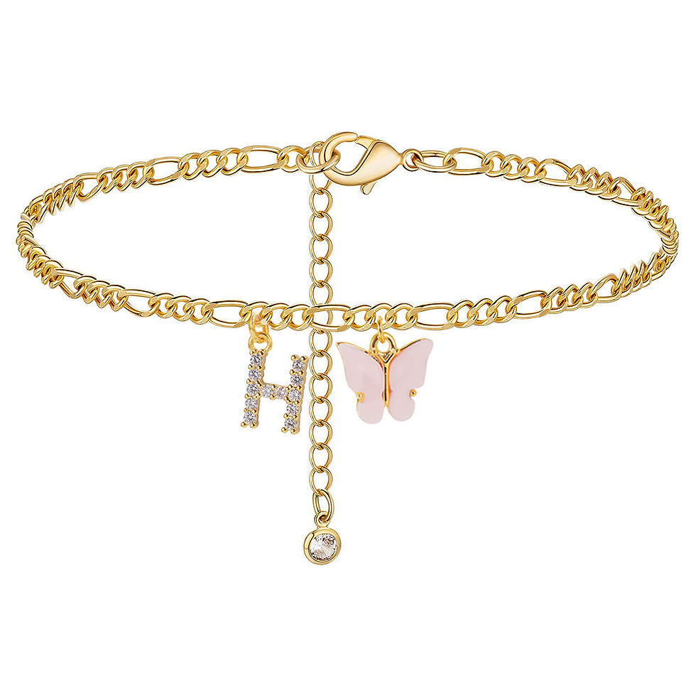 Thumbnail: Butterfly Cuban Link Anklet A-Z Letter Initial Anklets Bracelet for Women Stainl