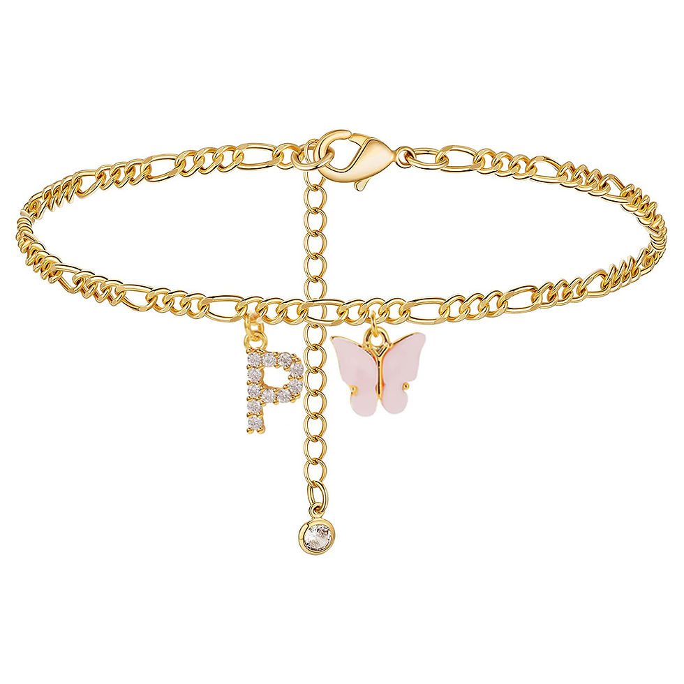 Thumbnail: Butterfly Cuban Link Anklet A-Z Letter Initial Anklets Bracelet for Women Stainl