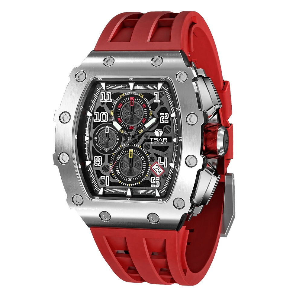 Thumbnail: TSAR BOMBA Watch for Men Top Brand Luxury Waterproof Quartz Wristwatch Tonneau 