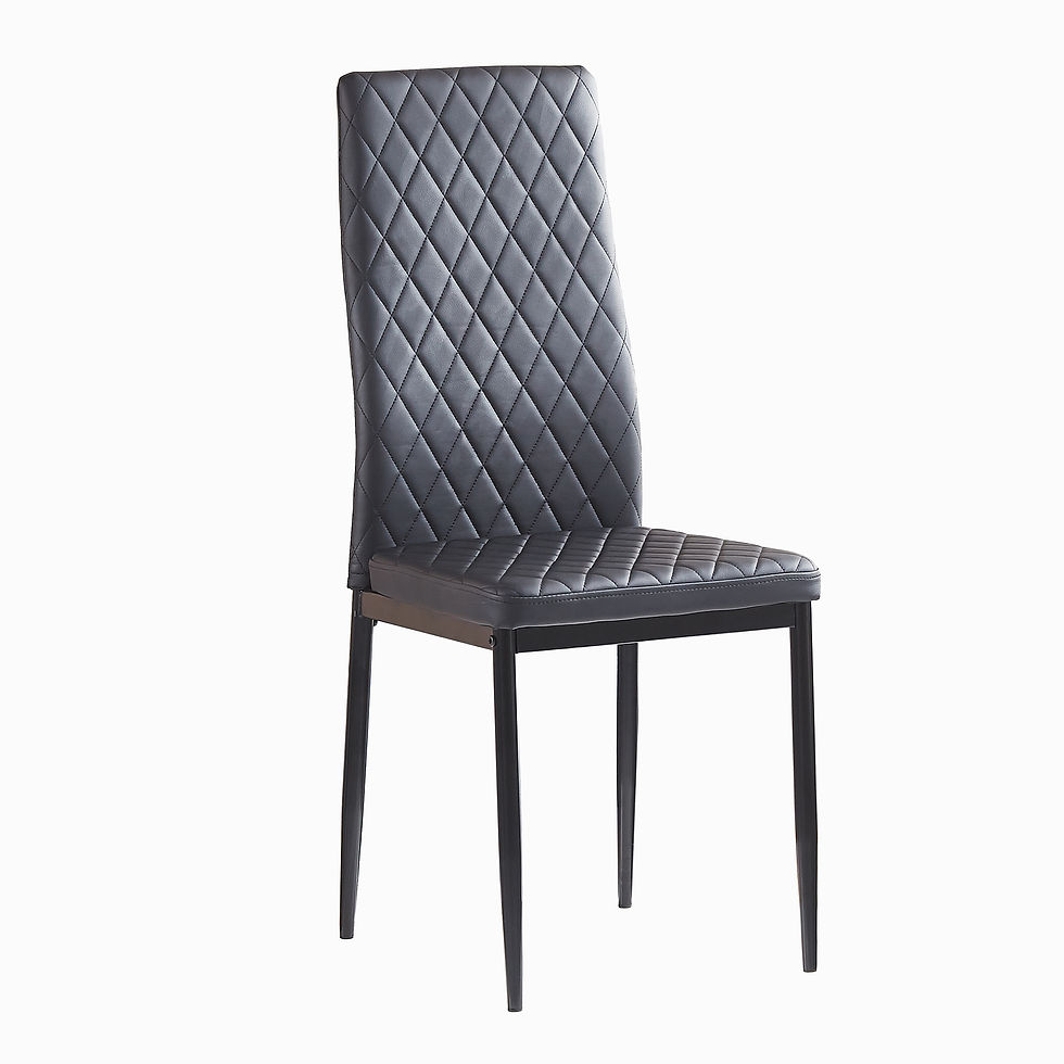Thumbnail: Light Gray modern minimalist dining chair fireproof leather sprayed metal pipe d