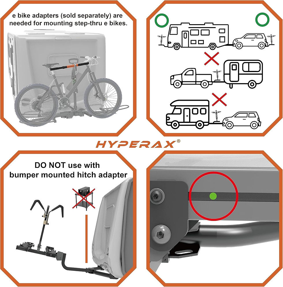 Thumbnail: Lift -Patented Lift Assisted RV Rated Hitch Mounted 2 E Bike Rack Carrier with R