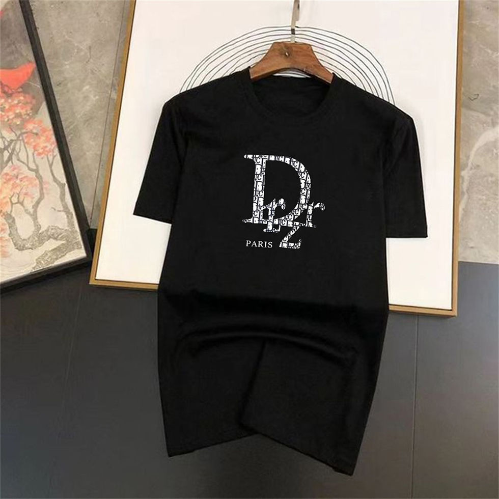 Thumbnail: DIOR Black Summer Short Sleeve Tee Men's Women's Fashion Round Neck Top White