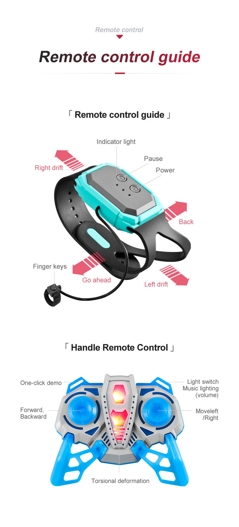 Minijatura:  Car Drift Rc Stunt Car 4wd Hand Control 