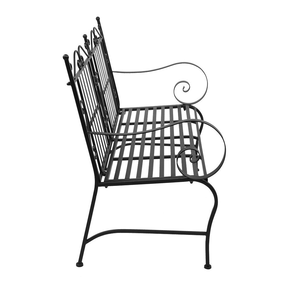 Thumbnail: Iron Double Sofa Chair Black Patio Park Garden Outdoor Bench Patio Porch Chair 
