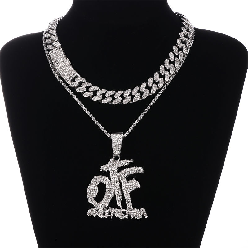 Thumbnail: OTF Letter Pendants Cuban Necklace Chain