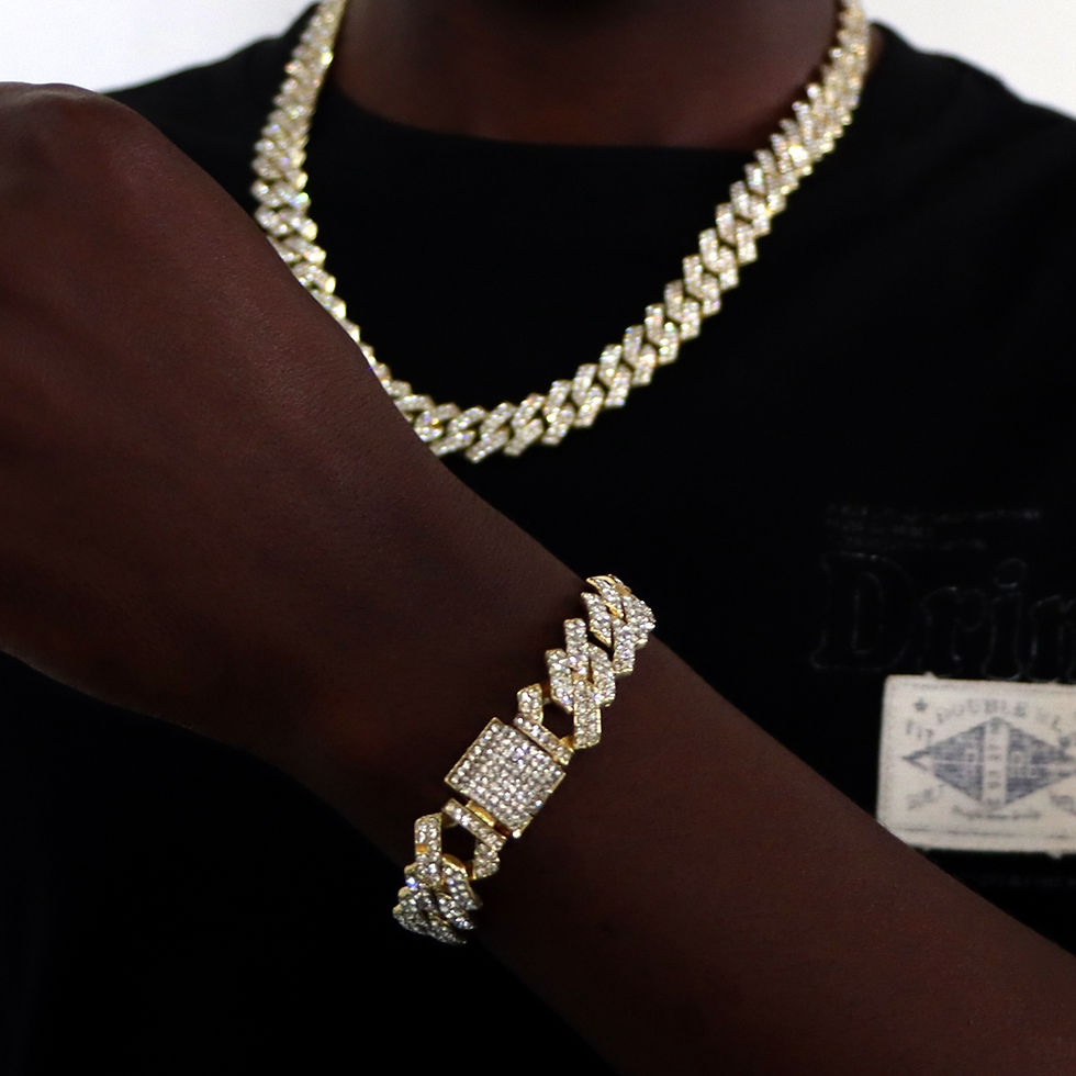 Thumbnail: Trend Crystal 14MM Prong Cuban Link Chain For Women Iced Out AAA 2 Row Miami Cub